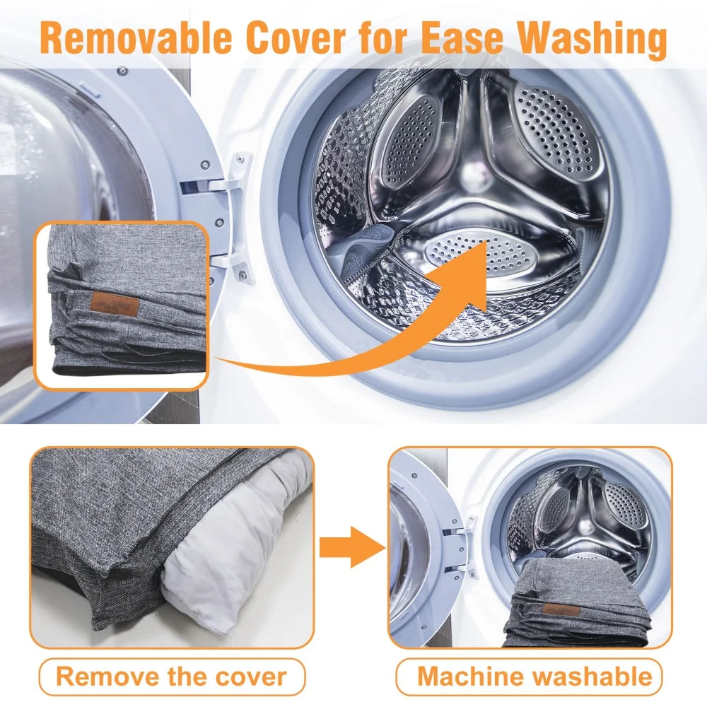 Large Dog Bed Washable Linen Orthopedic Dog Beds Waterproof Pet Pillow Mattress With Removable Cover