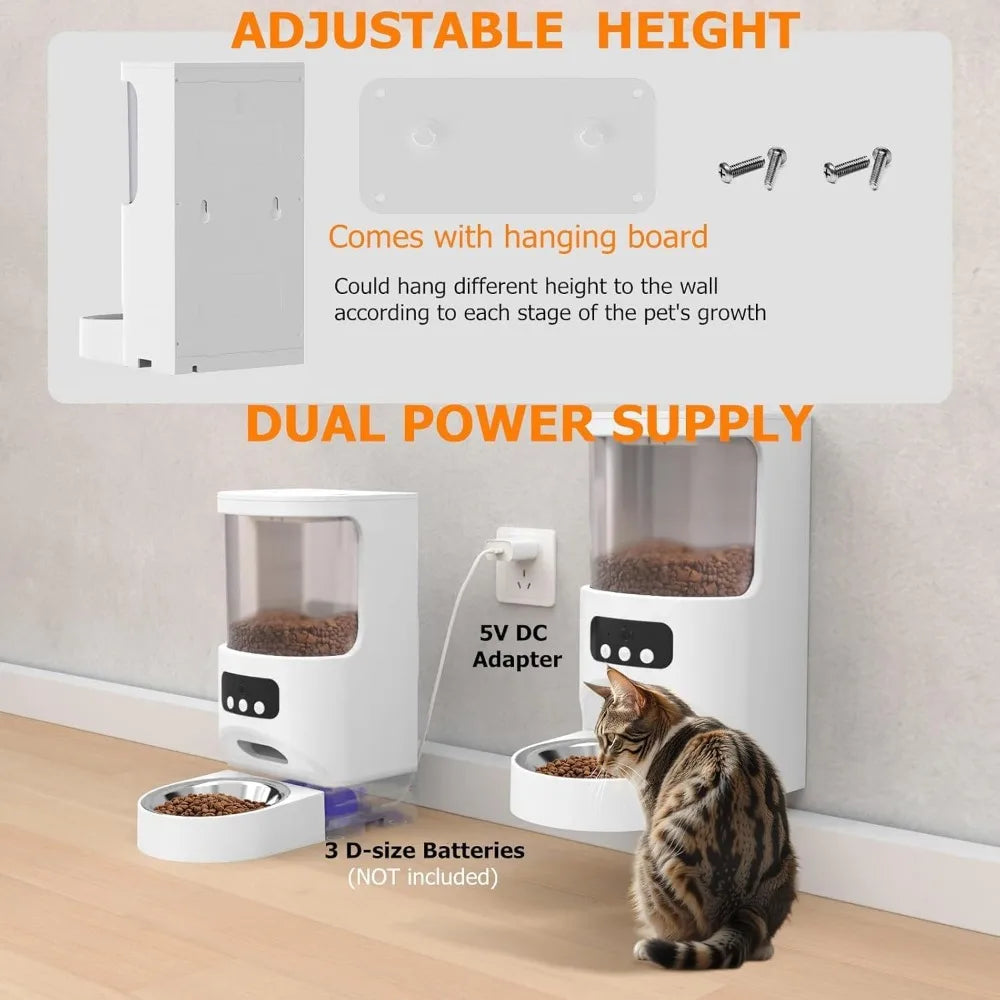 Automatic Cat Feeder with Camera 5G&2.4G WiFi Pet Feeder 1080P HD Cat Food Dispenser with Night Vision Timed Smart App Dog Food
