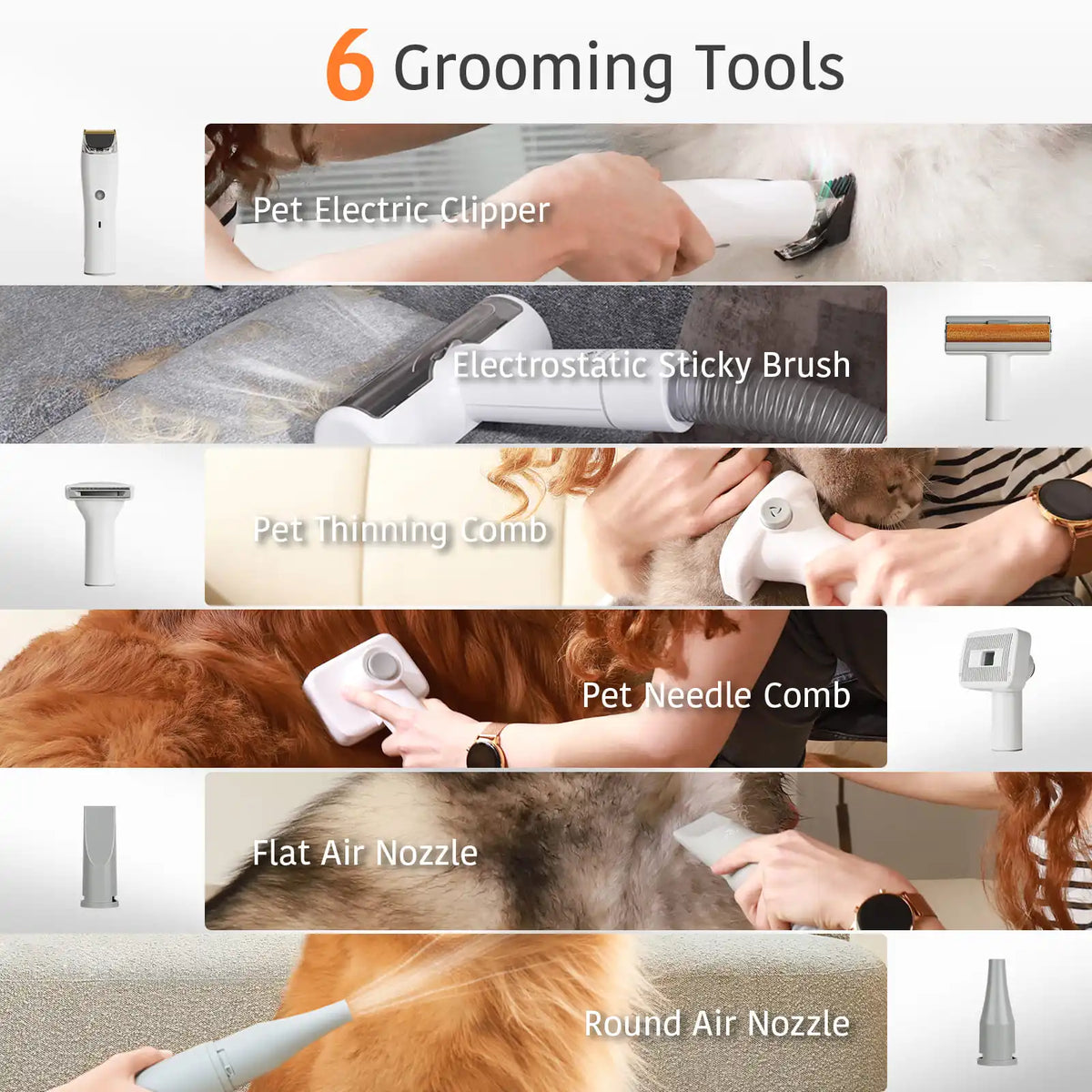 Dog Grooming Kit with Dryer & Pet Grooming Hair Vacuum 15500Pa Low Noise with LED Display Adjust Temperature & Speed Control