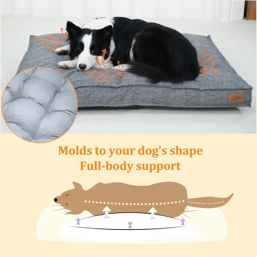 Large Dog Bed Washable Linen Orthopedic Dog Beds Waterproof Pet Pillow Mattress With Removable Cover
