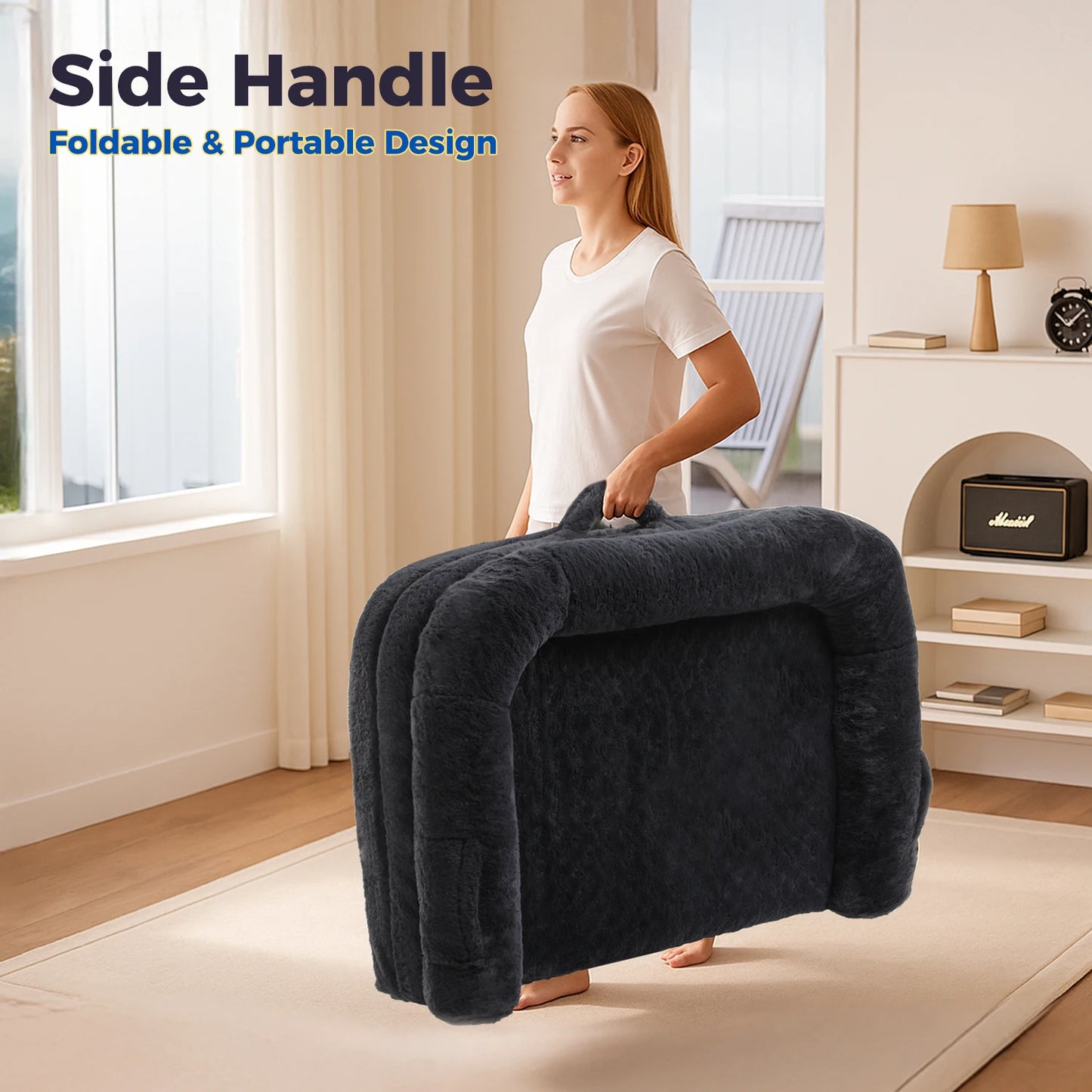 Foldable Dog Bed for Adult, Kids, Plush Pet Couch Bed for Large Dogs, Washable Pet Sofa Bed with Non-Slip Bottom Dog Accessories