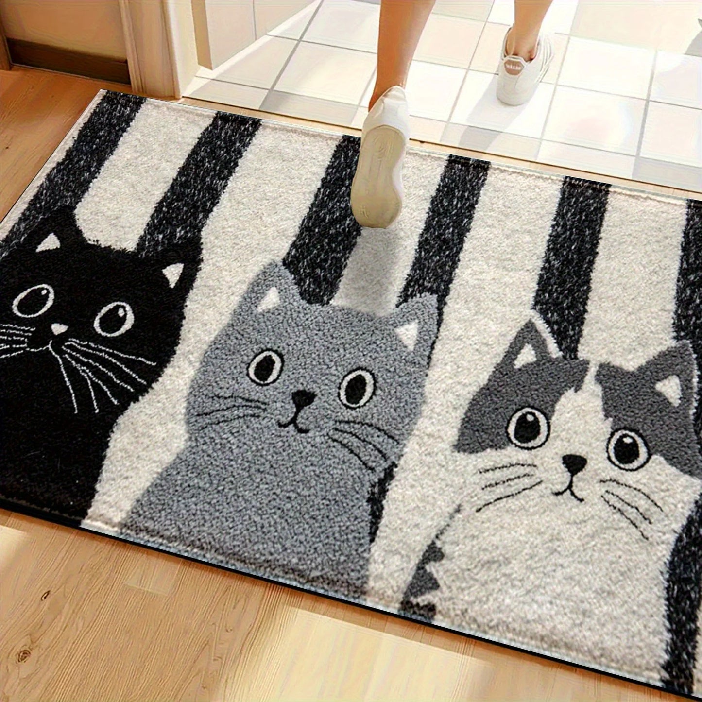 Striped Cartoon Cat Carpet Soft Doormat Waterproof Floor Mat Rug for Bedroom Carpet for Live Room Outdoor Carpet Home Dec