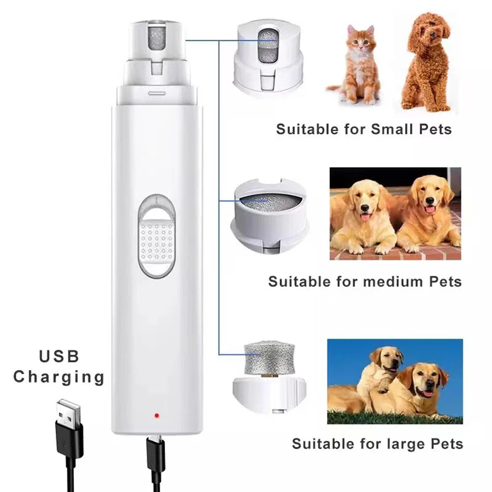 Electric Dog Nail Grinder Painless Paws Grooming and Smoothing Pet Nail Trimmer 2-Speed for Small Medium Large Dogs Cats