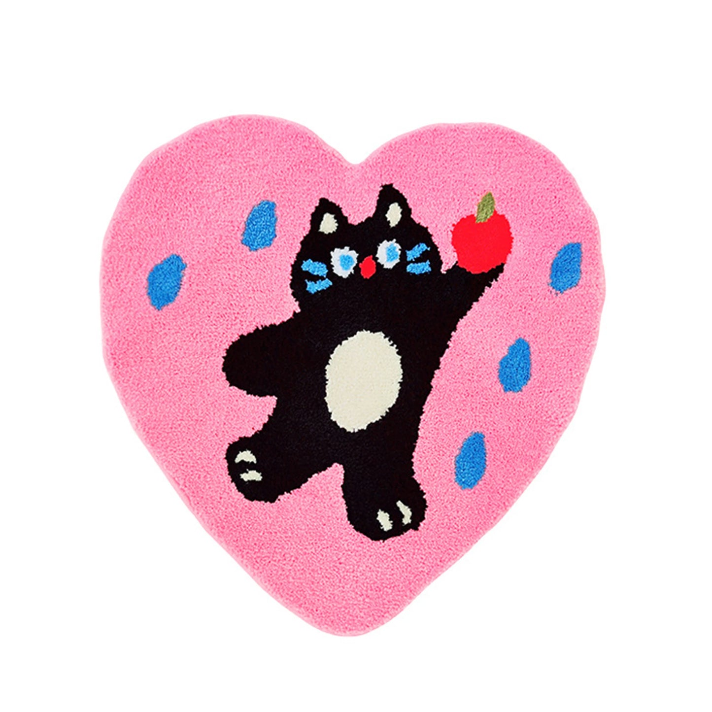 Cute Paw Print Non-Slip Door Mat Heart-Shaped Entrance Rug for Home Decor Absorbent Cat Theme Bathroom Carpet