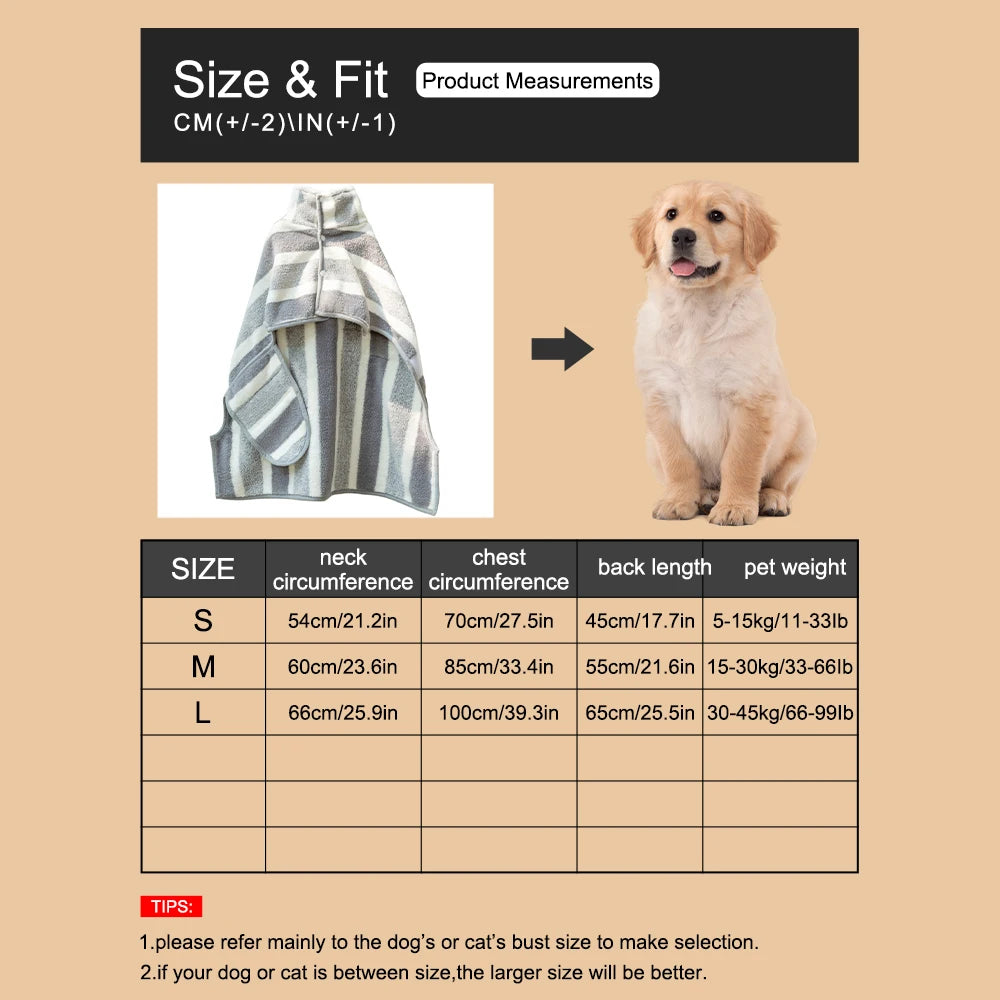 1PC Dog Bathrobe Oversized Thick-Added Absorbent Quick Drying Golden Shiba Cat Bath Towel Towel Used After Bath Winter