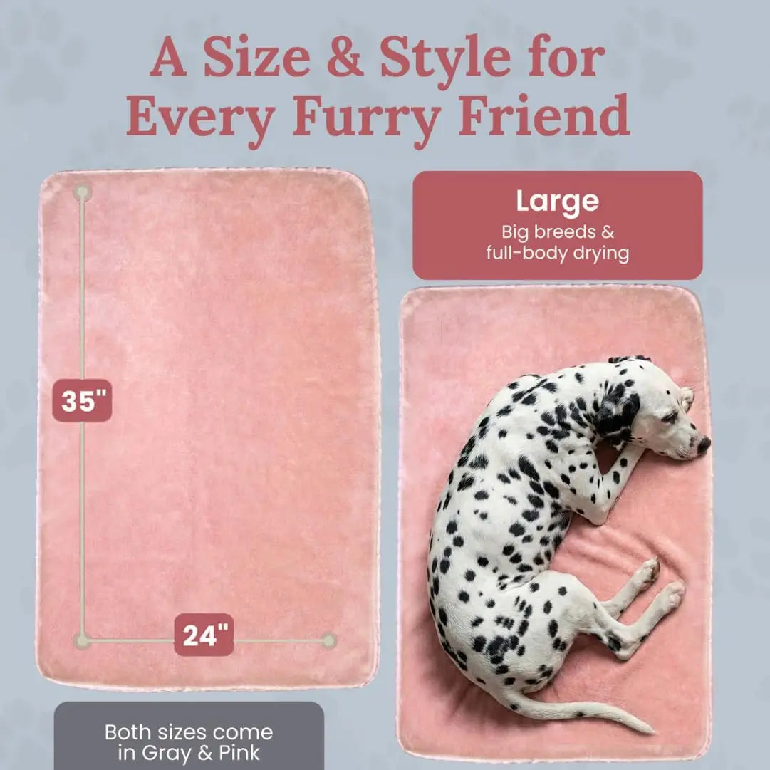 Extra Large 24x35 Microfiber Dog Drying Towel, 1200 GSM Ultra Absorbent Quick Dry for Bath Beach Travel Pink