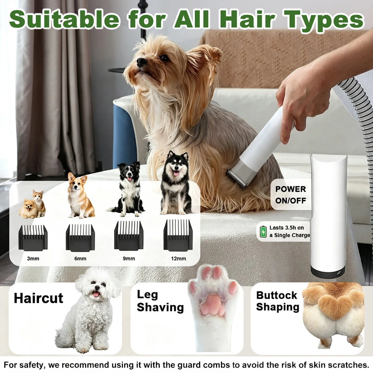 5-in-1 Pet Grooming Kit Professional Dog Hair Clipper Vacuum Dryer Low Noise Pet Grooming Trimmer Set with Multi Tools Professional Pet Grooming Vacuum Kit for Dogs Cats Hair Shedding Cleaning
