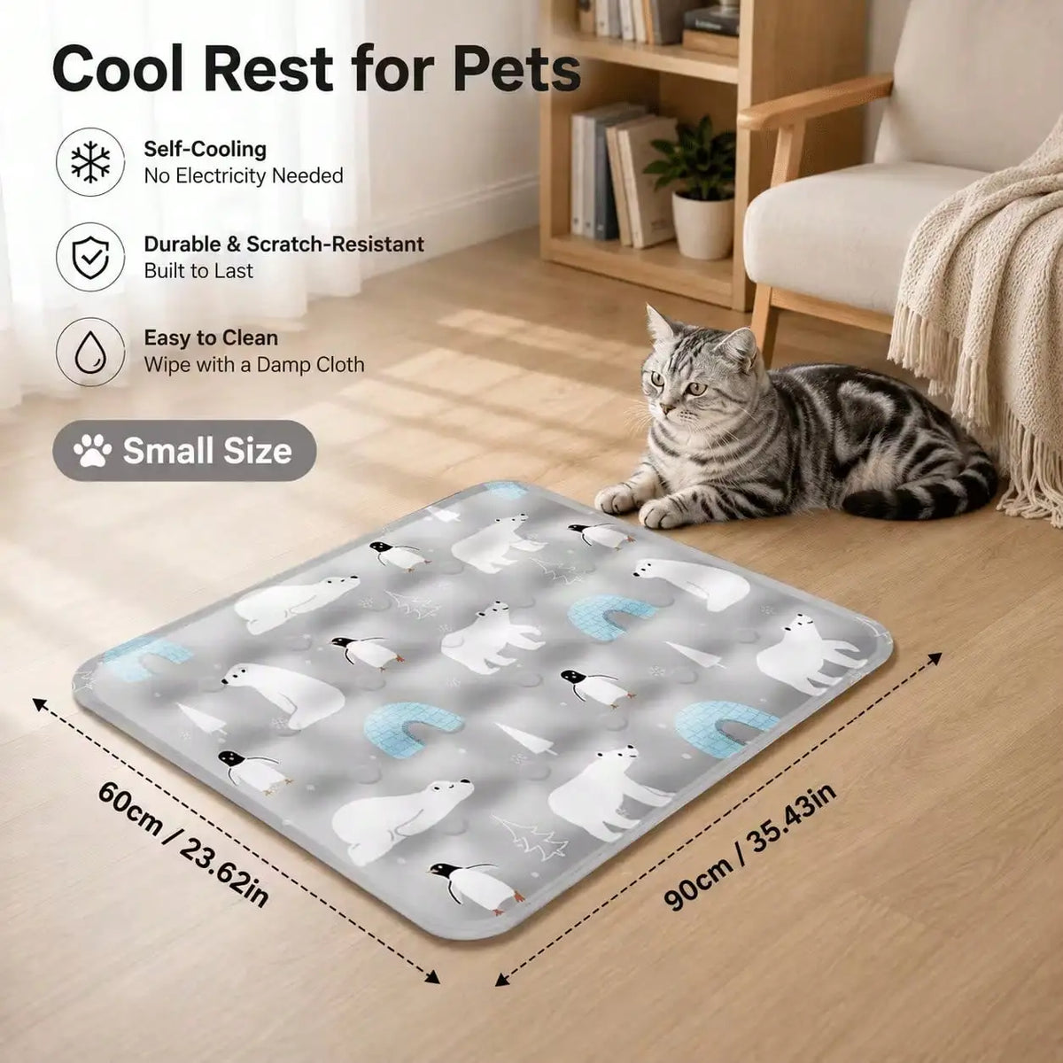 Pet Water Filled Cooling Mat for Small Medium Large Dogs Cats, Multi Color Summer Cool Pad, Works with Dry Ice Powder