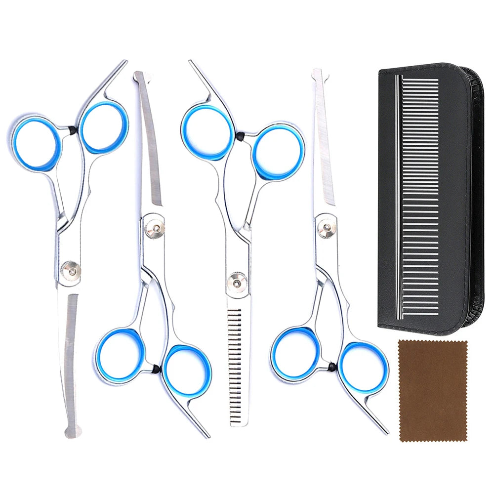 Titanium Coated Professional 6in 1 4CR Stainless Steel Dog Grooming Scissors with Safety Round Tip, Heavy Duty Pet Grooming Scis