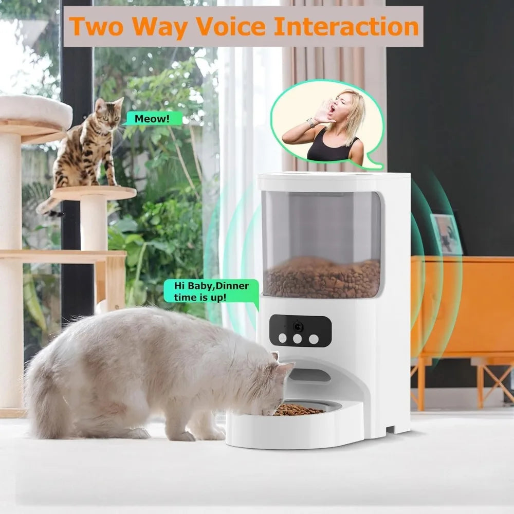 Automatic Cat Feeder with Camera 5G&2.4G WiFi Pet Feeder 1080P HD Cat Food Dispenser with Night Vision Timed Smart App Dog Food