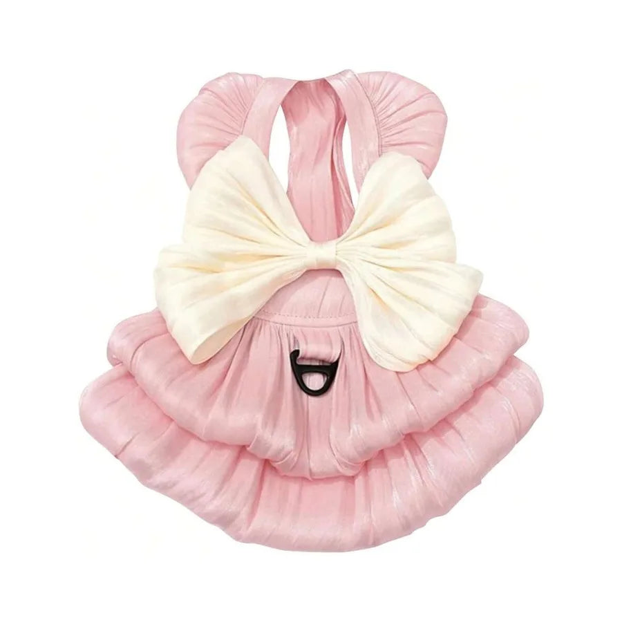 【New style】Dog Princess Dress For Small Dogs Cat Bow Dress With D-Ring Dog Wedding Clothes Cute Puppy Tutu Skirt Doggy Summer C