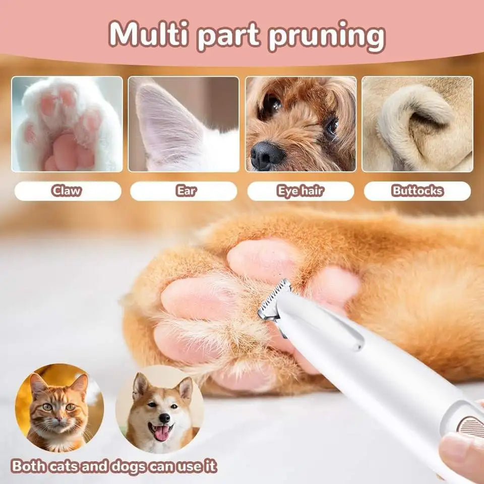 Waterproof Rechargeable Pet Trimmer with Low Noise Precision Blade for Dog and Cat Paws Face Ears and Body