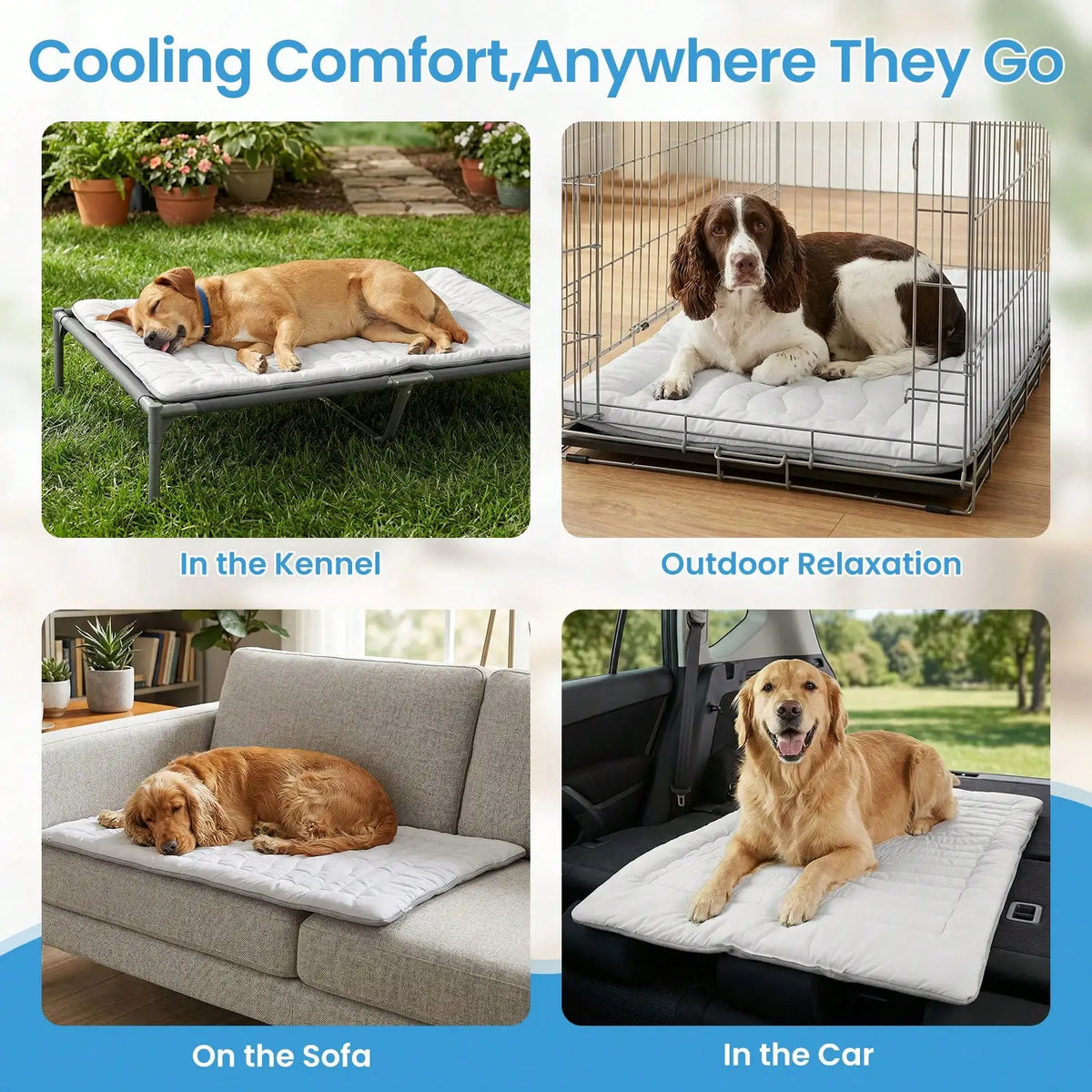 Non-Slip Washable Pet Cooling Mat Blanket, Portable Self-Cool Ice Pad for Dogs & Cats, Durable Extra Large Cooling Bed