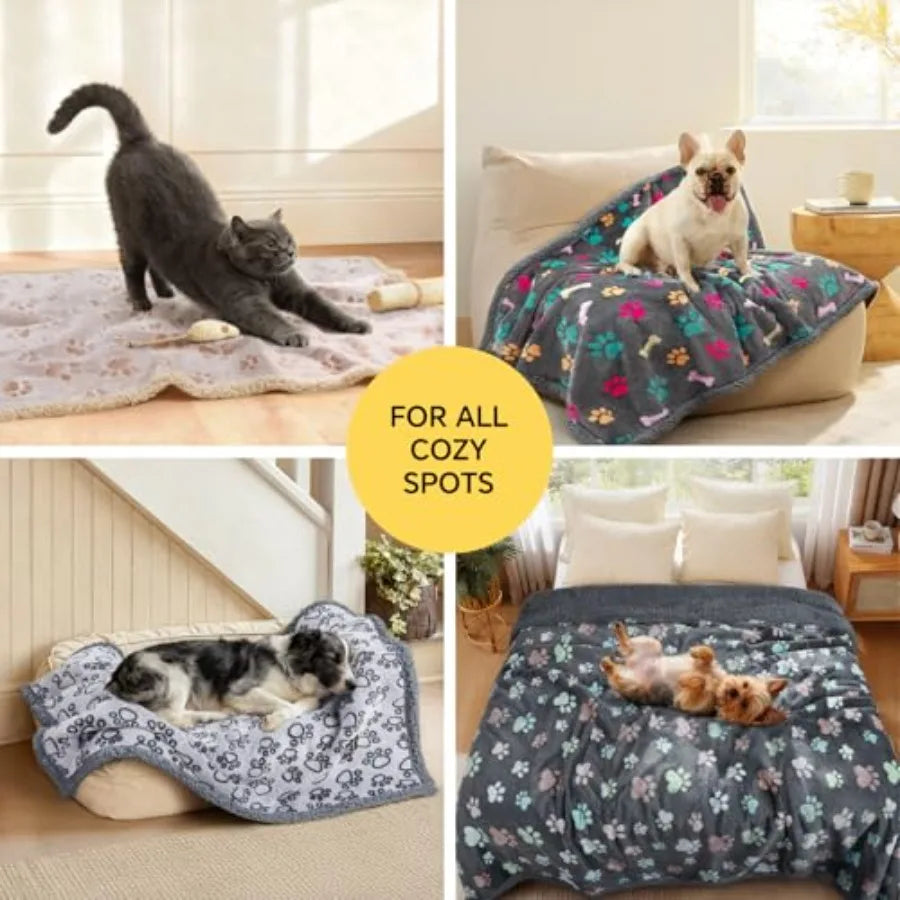 Waterproof Pet Blankets for Couch Sofa Bed Cover Cat Liquid Pee Proof Washable Soft Fluffy Large Dog Blanket Reversible Furnitu