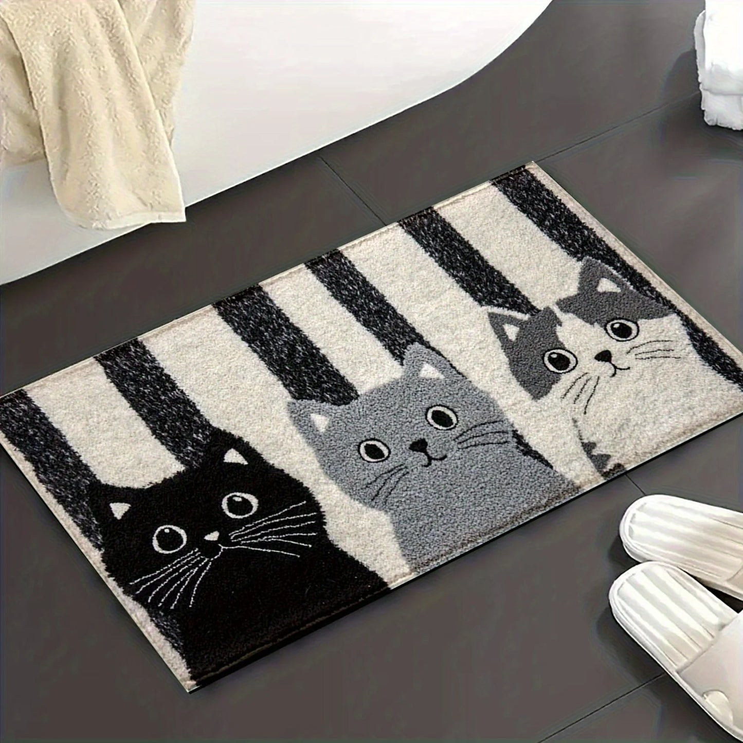 Striped Cartoon Cat Carpet Soft Doormat Waterproof Floor Mat Rug for Bedroom Carpet for Live Room Outdoor Carpet Home Dec