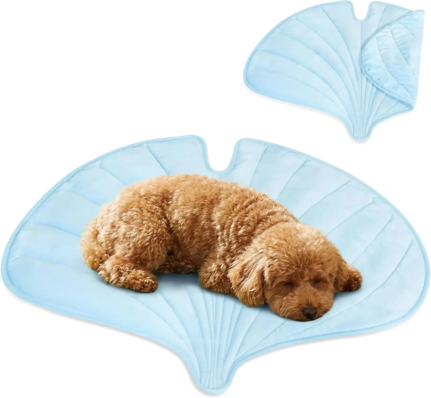 Dog Cooling Mat, Ginkgo Leaf Shape, Reversible Cooling Nylon Blanket Soft Fleece Pet Pad for Dogs Cats, Summer All Seaso