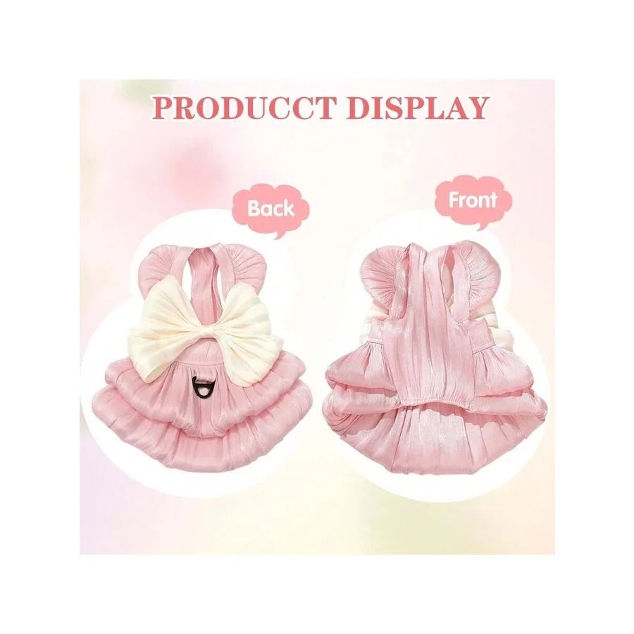 【New style】Dog Princess Dress For Small Dogs Cat Bow Dress With D-Ring Dog Wedding Clothes Cute Puppy Tutu Skirt Doggy Summer C