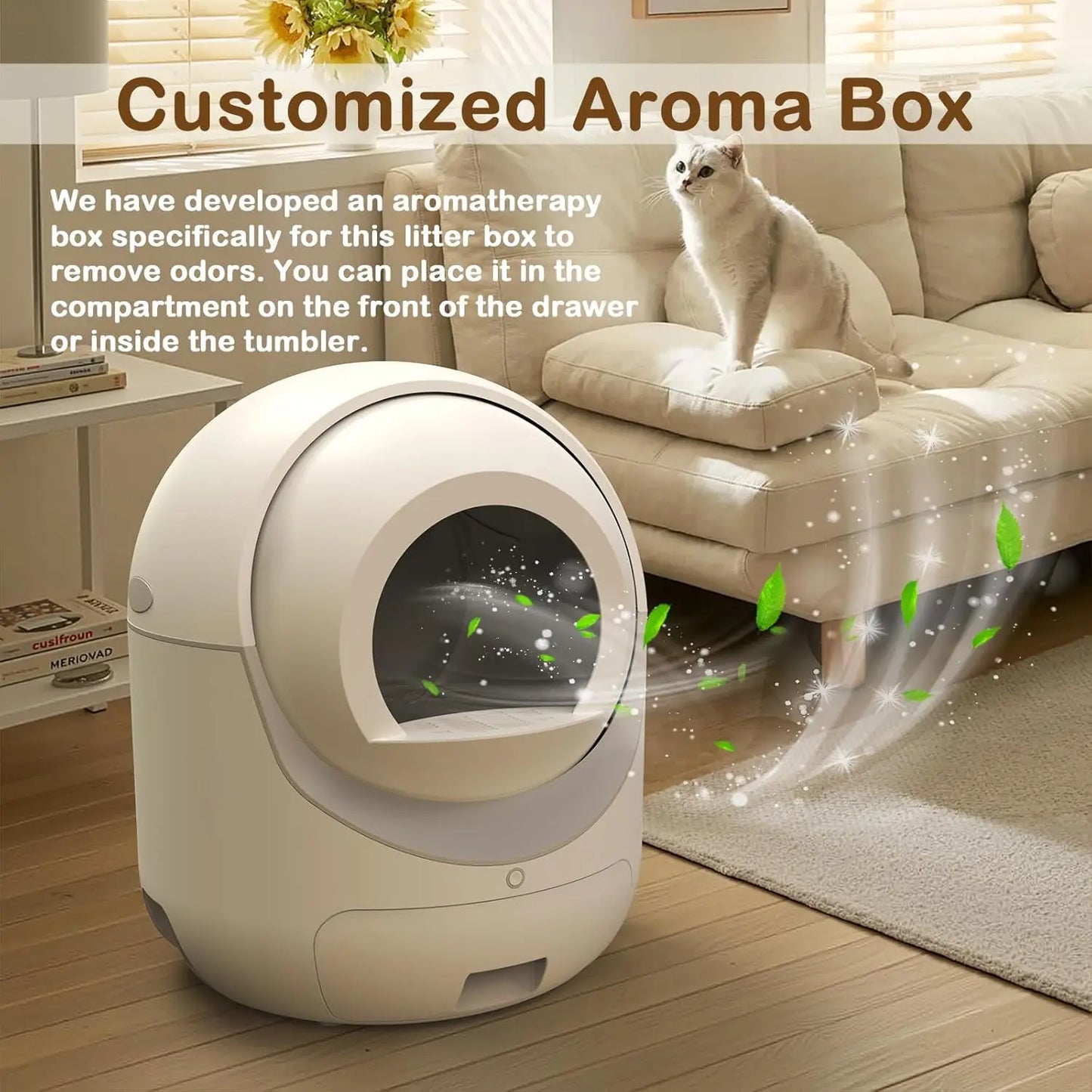 Automatic Self Cleaning Litter Box with APP Control Quiet Large Space for Multiple Cats Includes Liners Customized
