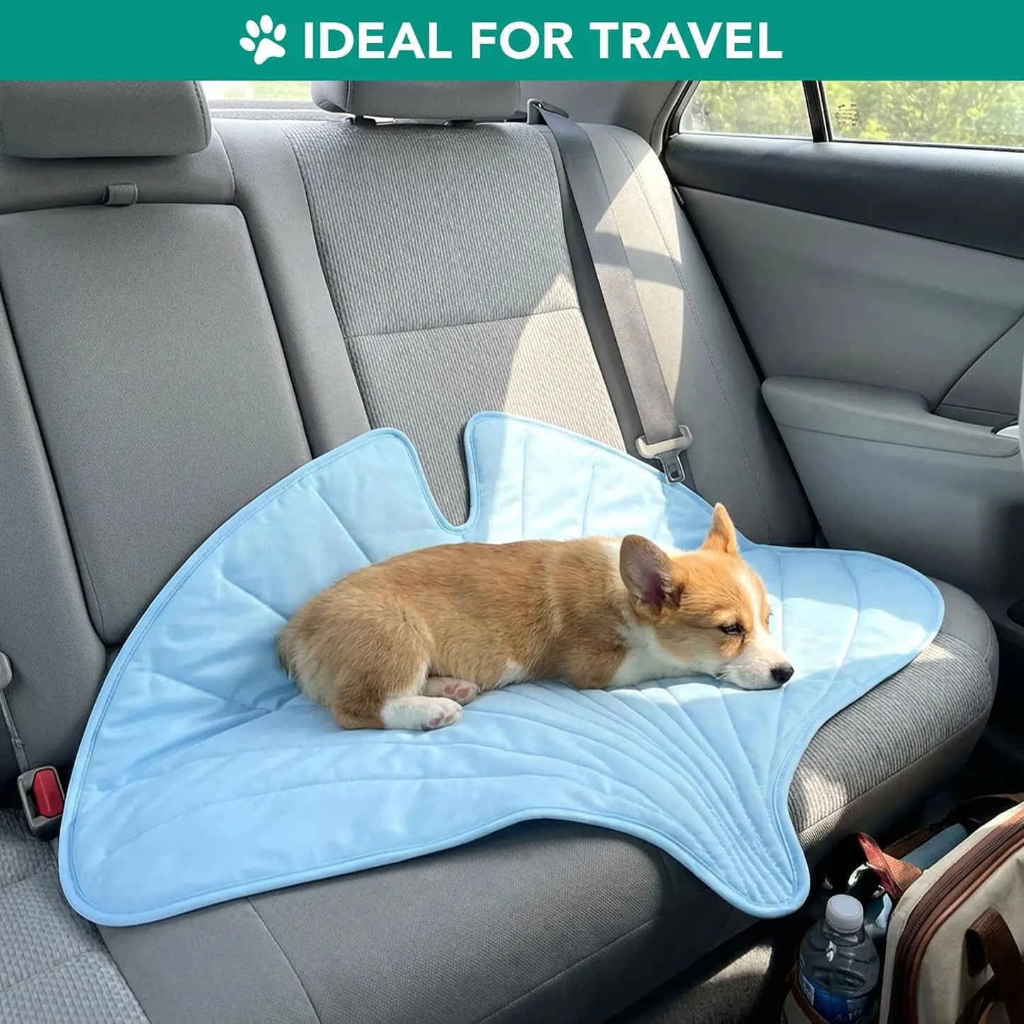 Dog Cooling Mat, Ginkgo Leaf Shape, Reversible Cooling Nylon Blanket Soft Fleece Pet Pad for Dogs Cats, Summer All Seaso