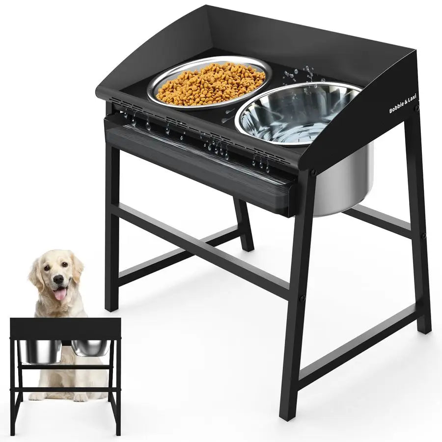 Proof Tilted Elevated Dog Bowls for Large Breed, 15 Tall Raised Dog Bowl with Stand, Stainless Steel Dog Food Bowl amp Water Bow