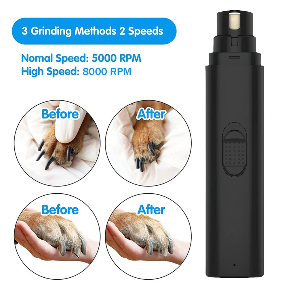 Electric Dog Nail Grinder Painless Paws Grooming and Smoothing Pet Nail Trimmer 2-Speed for Small Medium Large Dogs Cats