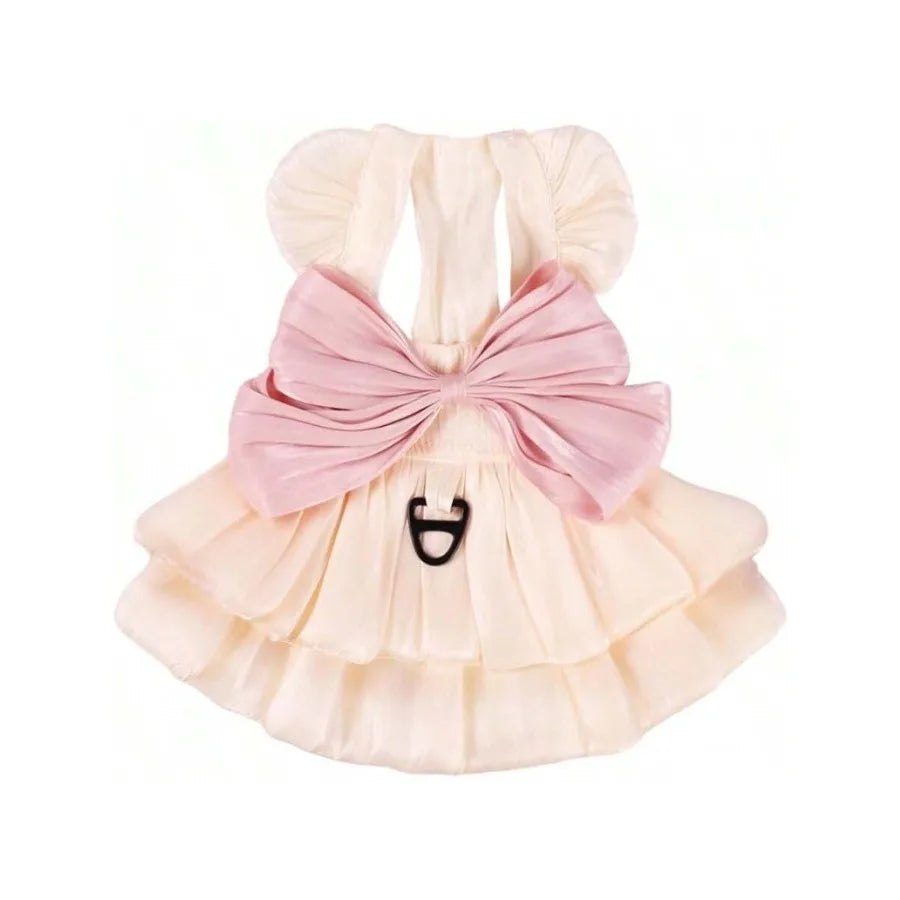 【New style】Dog Princess Dress For Small Dogs Cat Bow Dress With D-Ring Dog Wedding Clothes Cute Puppy Tutu Skirt Doggy Summer C