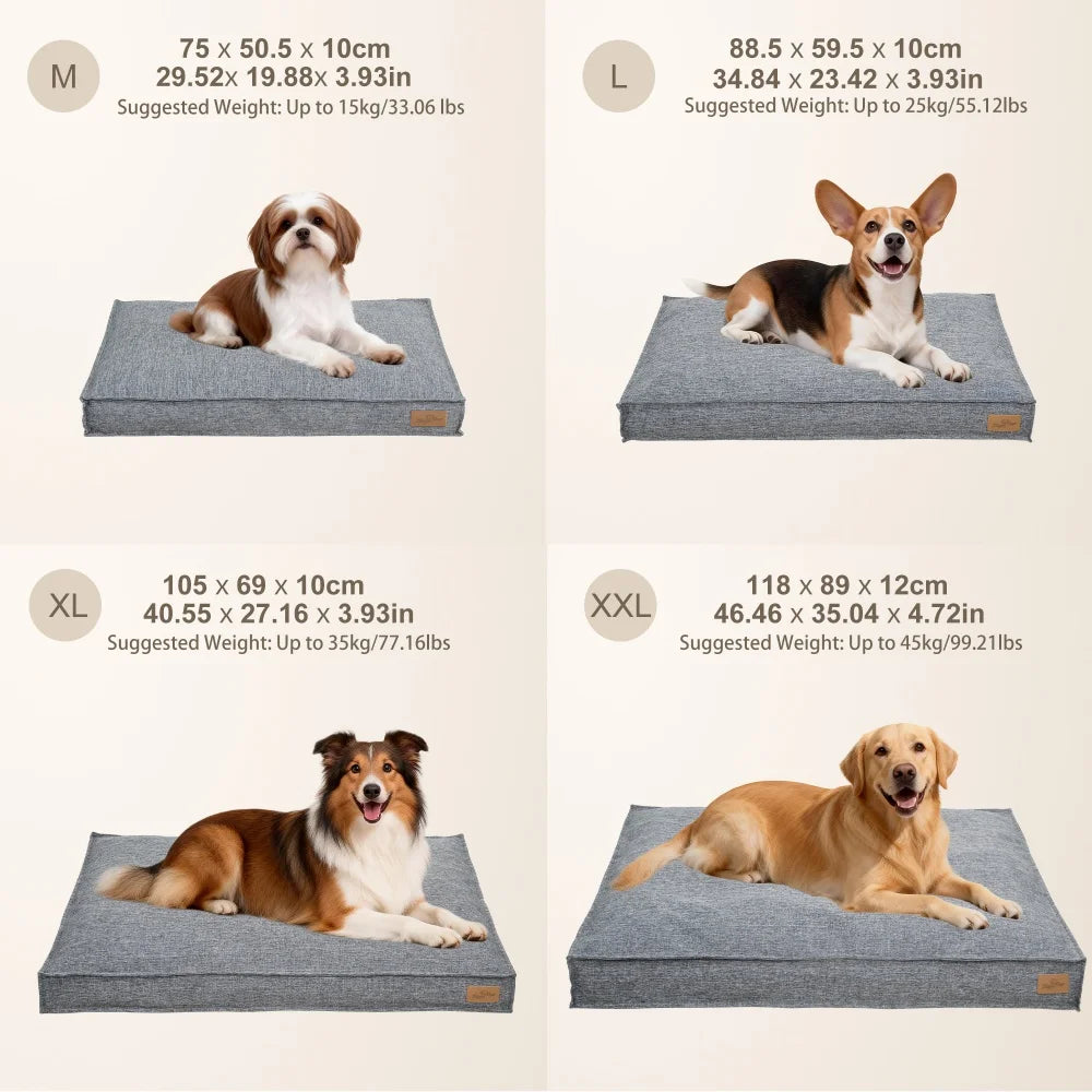 Large Dog Bed Washable Linen Orthopedic Dog Beds Waterproof Pet Pillow Mattress With Removable Cover