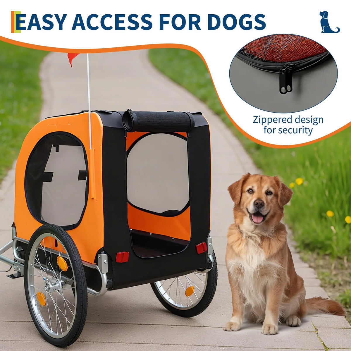 Dog Bike Trailer,88 lbs Pet Cart with Quick Release Wheels & Foldable Frame– Waterproof 600D Oxford Cover – Mesh Windows – Easy Assembly – for Small to Medium Pets
