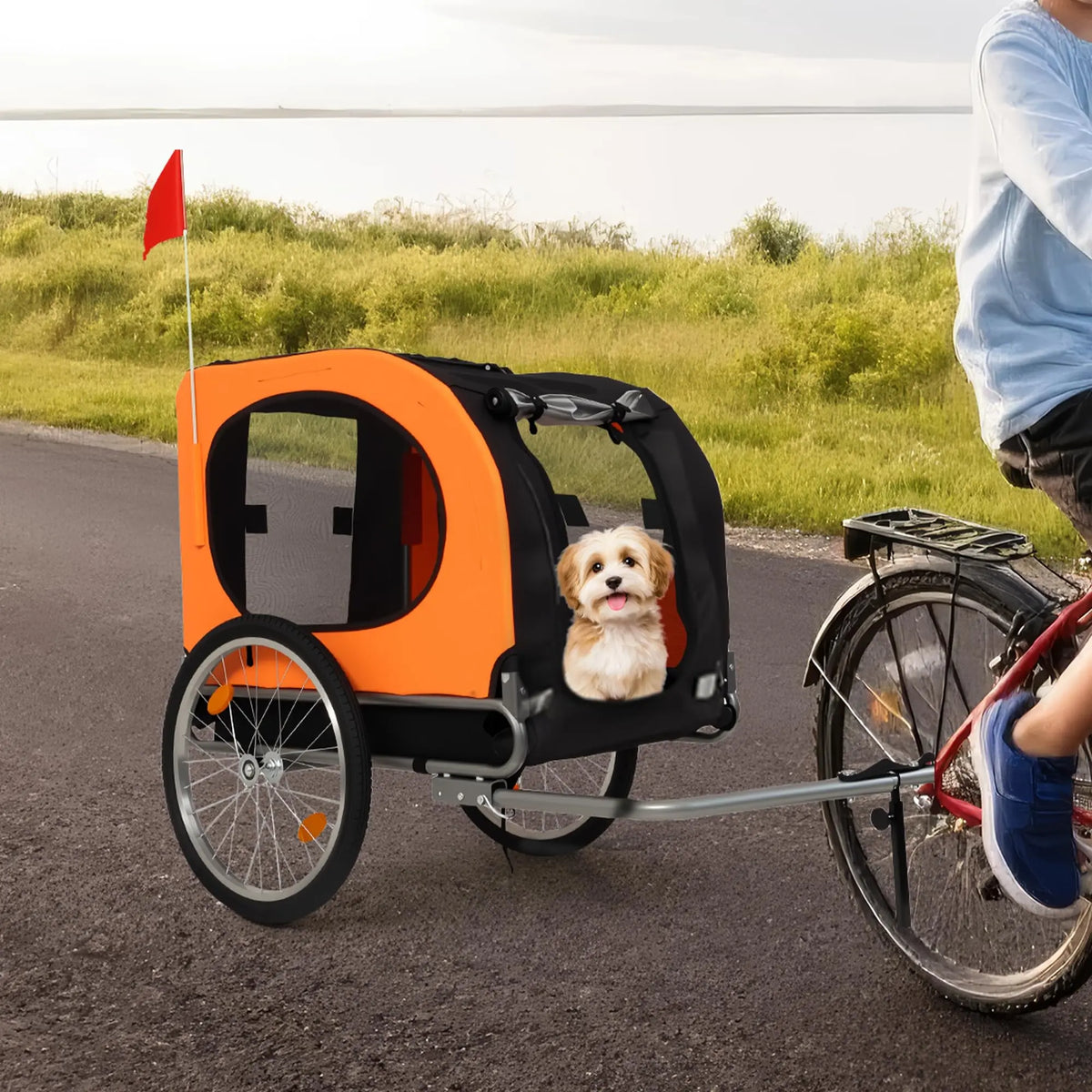Dog Bike Trailer,88 lbs Pet Cart with Quick Release Wheels & Foldable Frame– Waterproof 600D Oxford Cover – Mesh Windows – Easy Assembly – for Small to Medium Pets