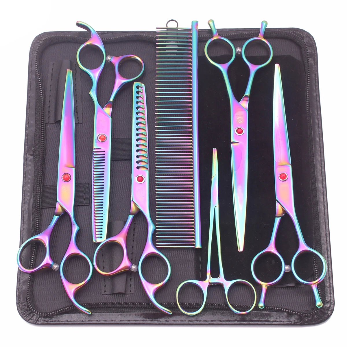 Dog Grooming Scissors Japan Stainless 6.5" 7" Pet Hairdressing Scissors Rainbow Chunker Shears Thinner Chunker Curved Shears