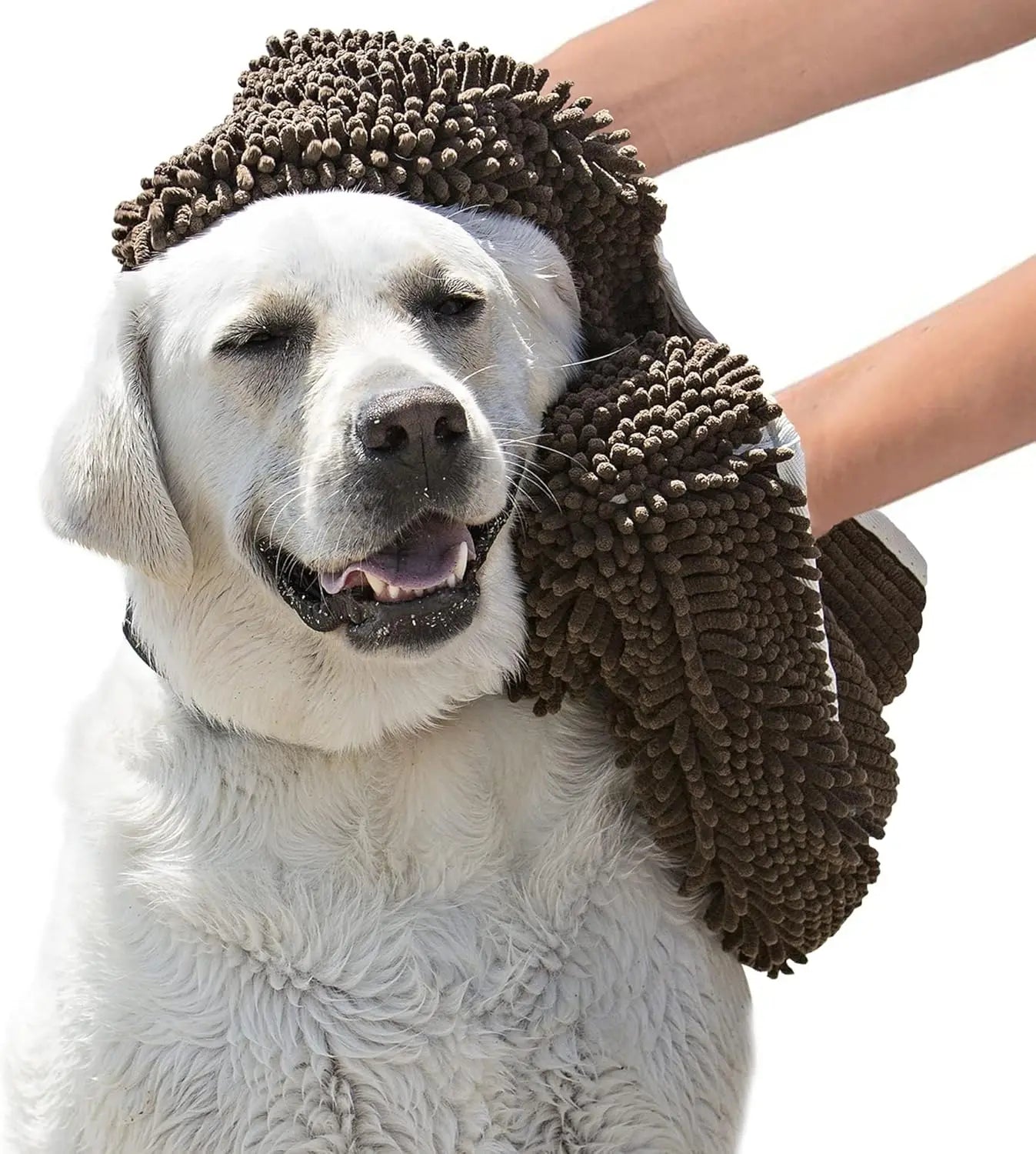 Ultra Absorbent Microfiber Chenille Dog Towel with Hand Pockets, Quick Drying, Machine Washable, 31" x 14"