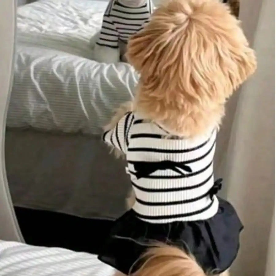 Small Dog Striped Casual Dress, Lightweight Airy Fabric Pet Clothes Perfect for Warm Spring and Summer Days
