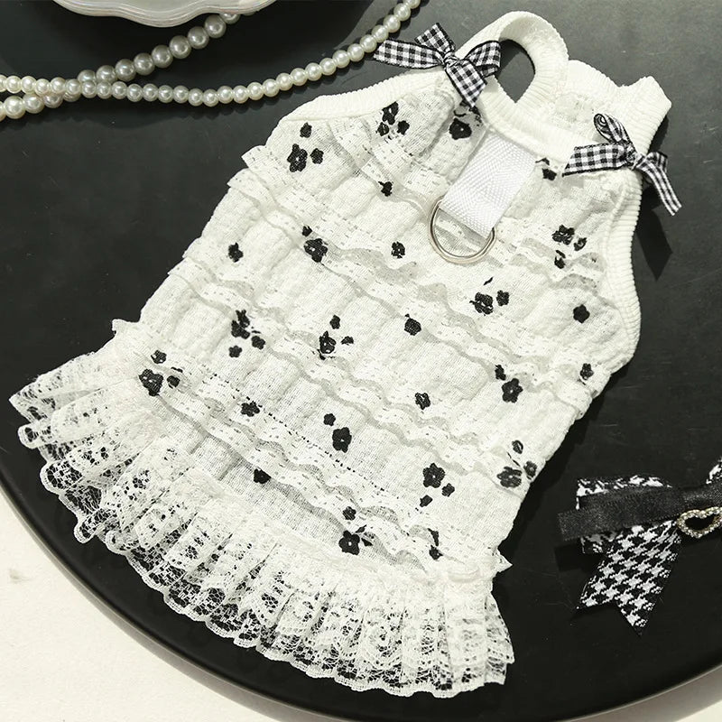 Pet Summer Dress Lace Lolita Cake Dress for Cats and Dogs, Small and Medium Dogs and Kittens, Millennial Style Frilly Skirt