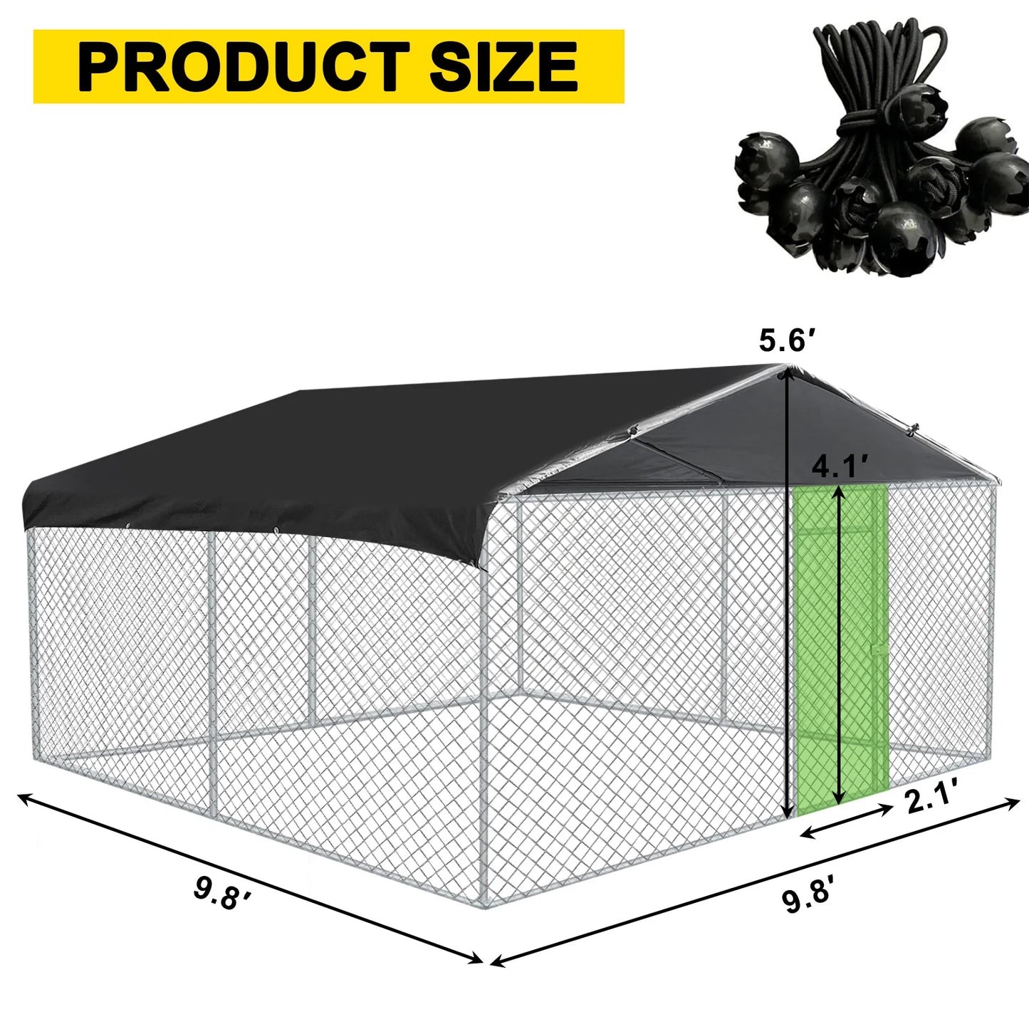 Heavy Duty Metal Outdoor Dog Run Kennel, Large Pet Playpen Enclosure with Roof Shade Cover, Sturdy Anti-rust Dog Cage House