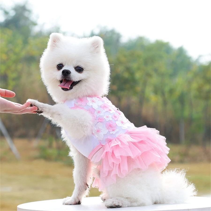 Floral Dog Dress for Small Breeds - Woven Polyester, Pullover Style, Breathable Pet Apparel for Dogs & Cats, Perfect for Toy & M
