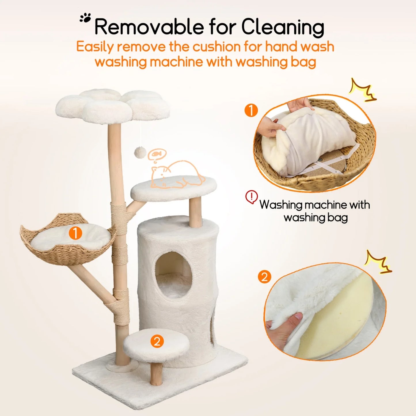 Multi-Level Cat Tree with Hanging Ball and Sisal Scratching Posts Cat Tower Condo Indoor Activity Center
