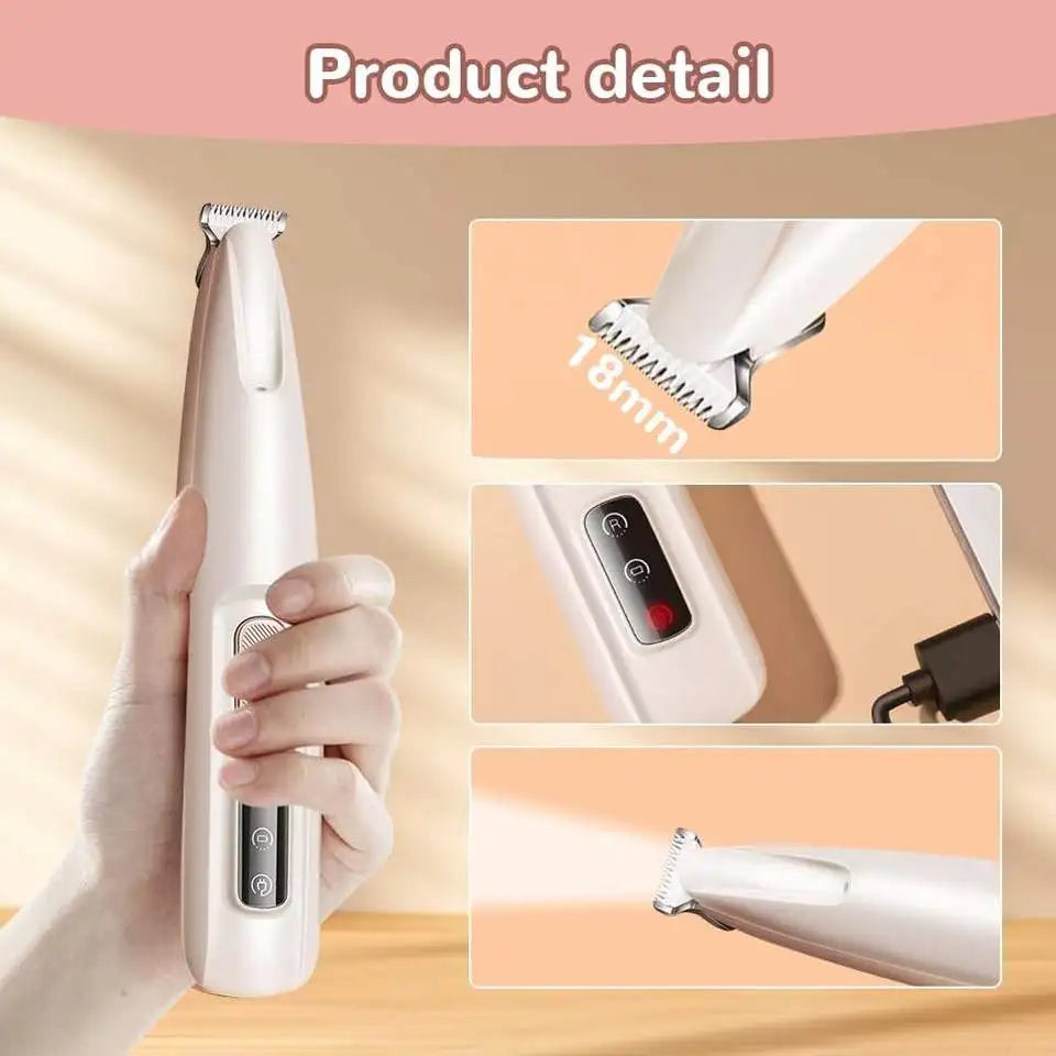 Waterproof Rechargeable Pet Trimmer with Low Noise Precision Blade for Dog and Cat Paws Face Ears and Body