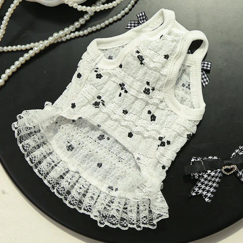 Pet Summer Dress Lace Lolita Cake Dress for Cats and Dogs, Small and Medium Dogs and Kittens, Millennial Style Frilly Skirt