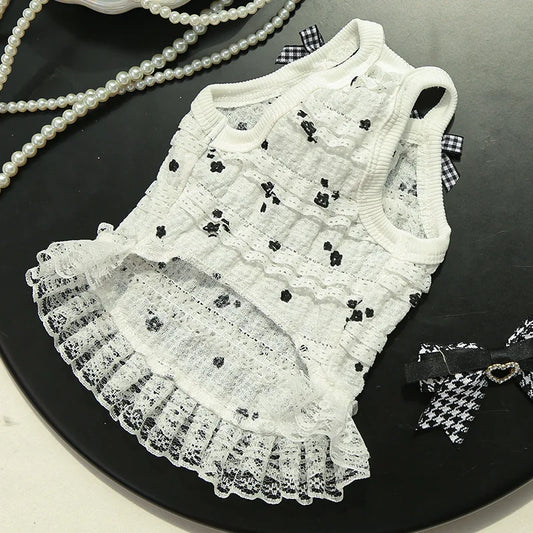 Pet Summer Dress Lace Lolita Cake Dress for Cats and Dogs, Small and Medium Dogs and Kittens, Millennial Style Frilly Skirt