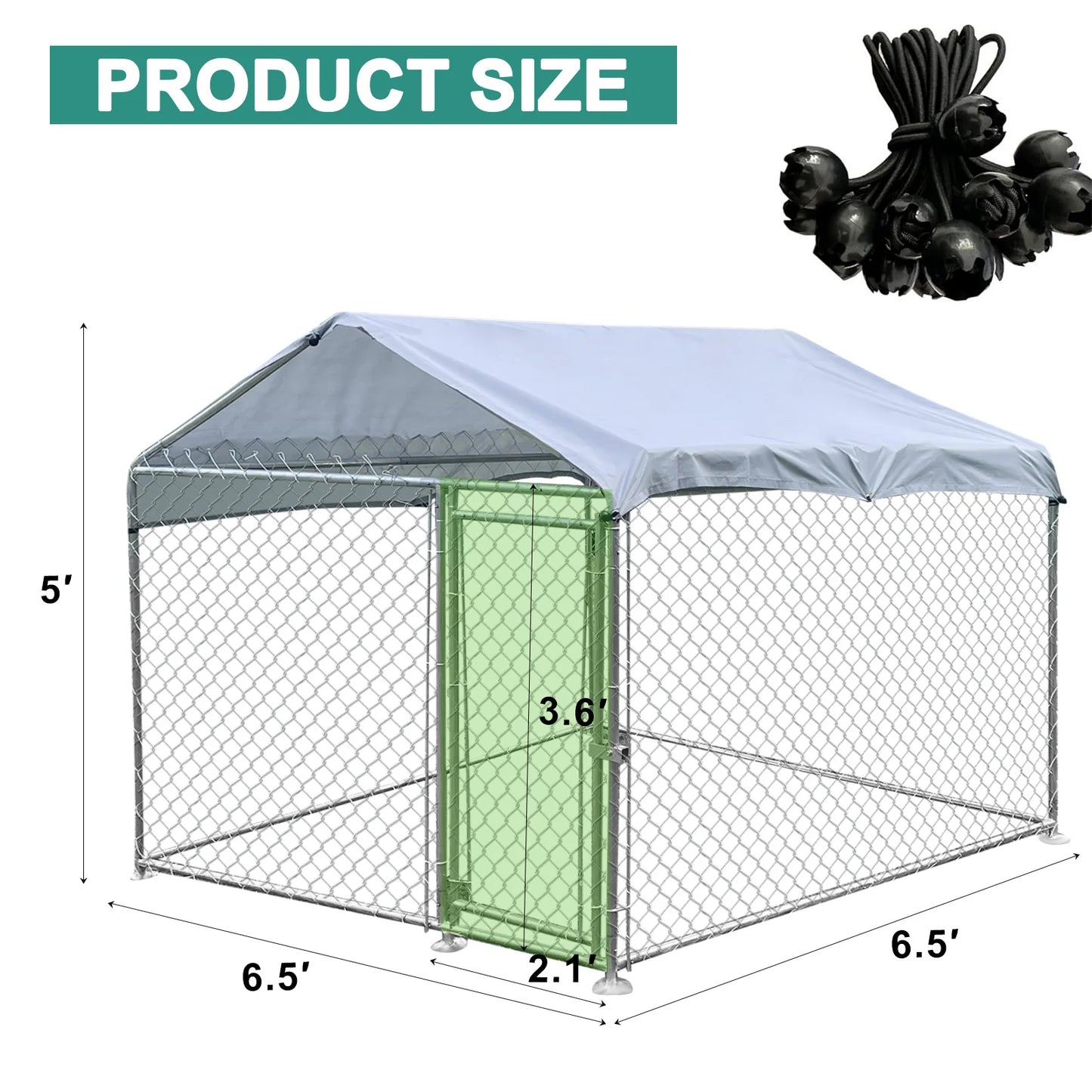 Heavy Duty Metal Outdoor Dog Run Kennel, Large Pet Playpen Enclosure with Roof Shade Cover, Sturdy Anti-rust Dog Cage House