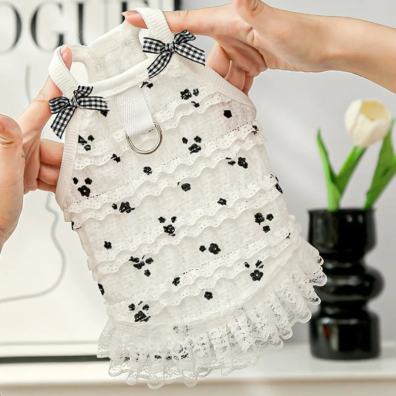 Pet Summer Dress Lace Lolita Cake Dress for Cats and Dogs, Small and Medium Dogs and Kittens, Millennial Style Frilly Skirt