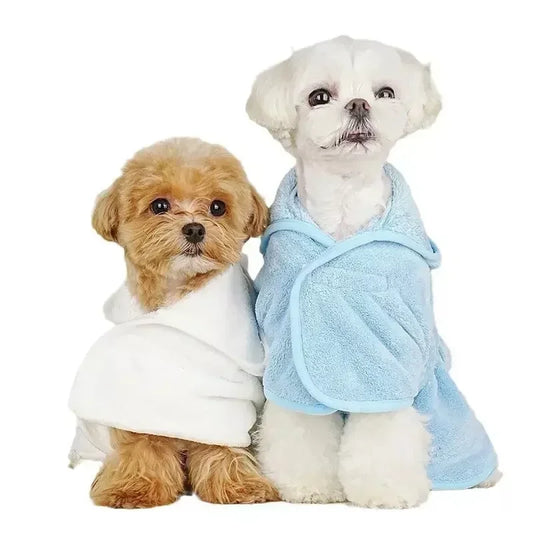 All-Season Quick-Dry Dog & Cat Bathrobe Towel, Thick Absorbent Robe for Teddy Poodle Bichon Schnauzer French Bulldog