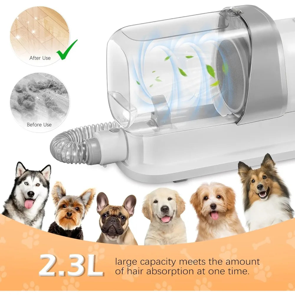 Dog Grooming Vacuum, Pet Grooming Vacuum Kit 2.3L Suction 99% Pet Hair with 5 Tools for Dog Cat for