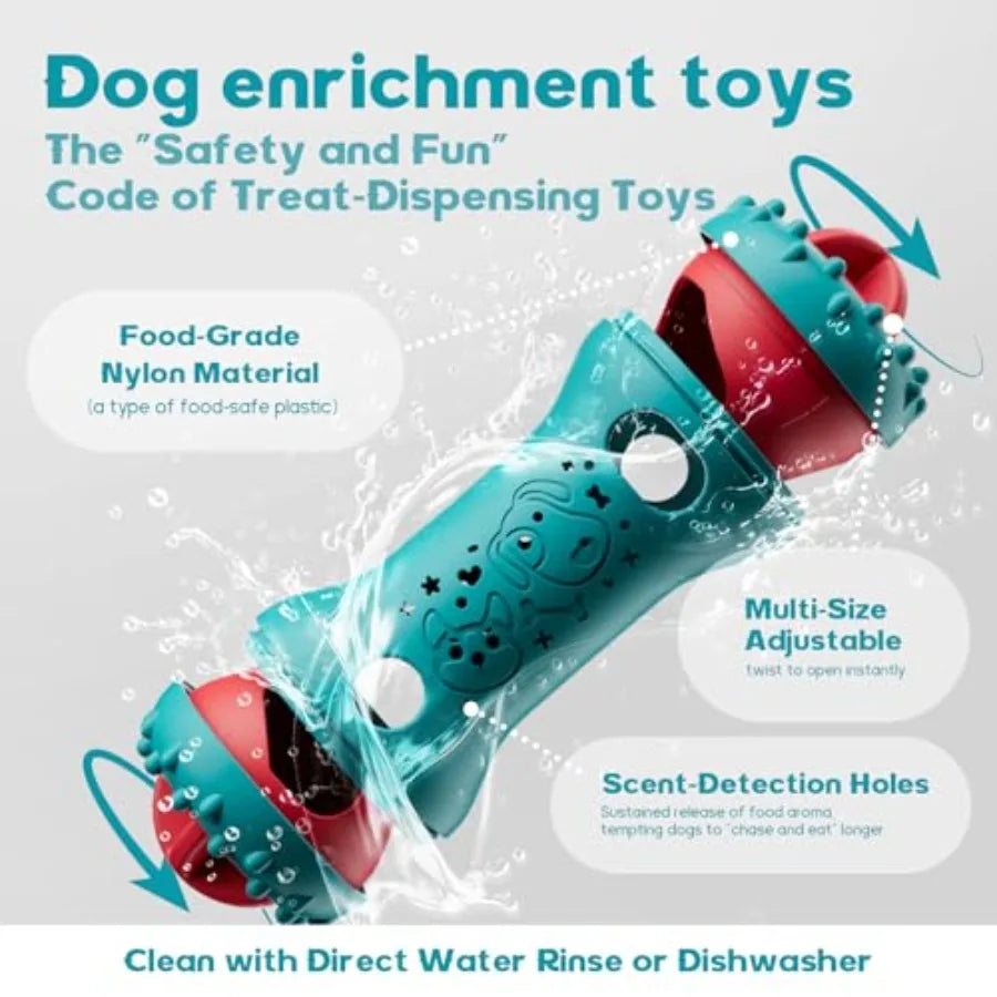 Interactive Dog Toys, Adjustable Treat Dispensing Toy to Keep Them Busy, Dog Enrichment for Brain Stimulation and Cognitive for