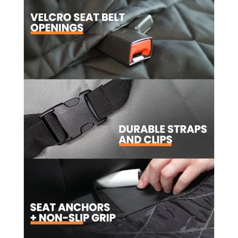 Dog Seat Cover for Back Seat Heavy Duty Waterproof Rear Seat Protector for Small Trucks SUVs Cars Fits 60 40 Split Bench with M