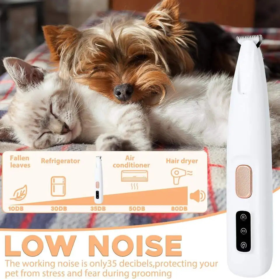 Waterproof Rechargeable Pet Trimmer with Low Noise Precision Blade for Dog and Cat Paws Face Ears and Body