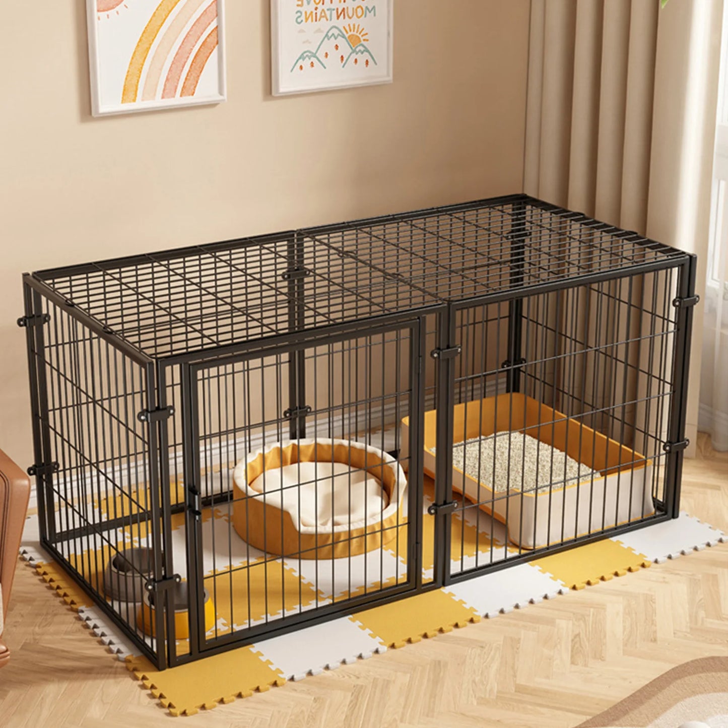 48 Inch Kennel Cage Easy Assemble Heavy Duty Wire Dog Crates with Door Dogs Cage Kennel Stackable for Puppy/Small Dog/Rabbit/Pig