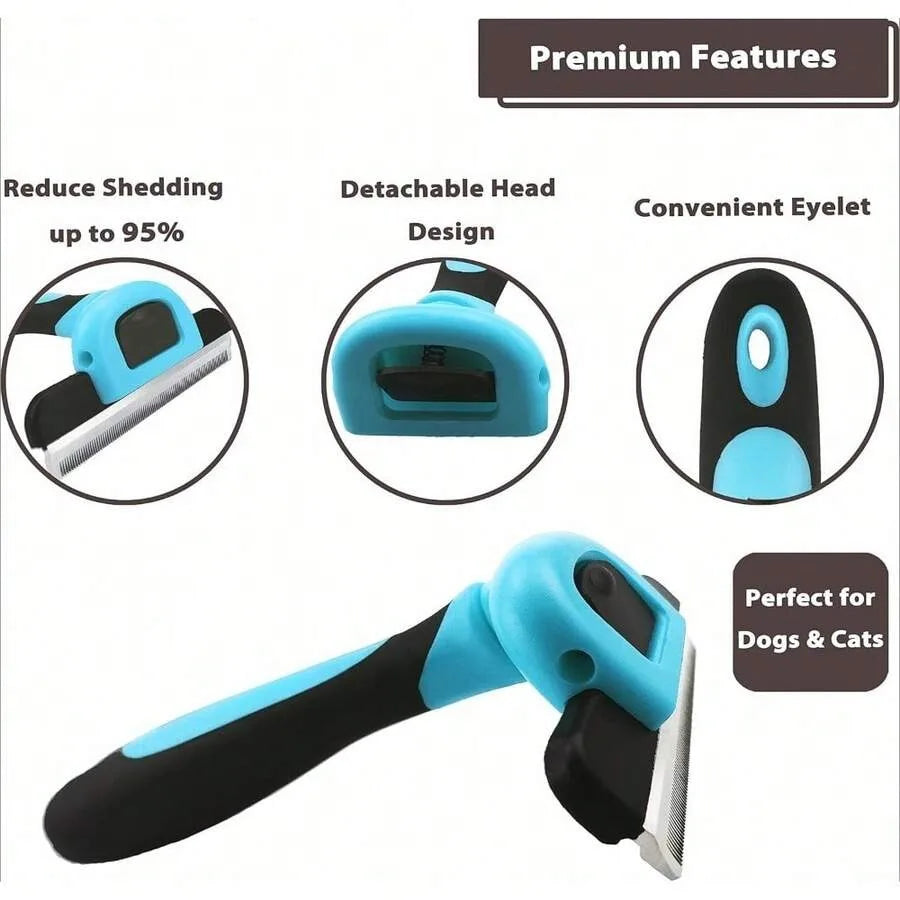 【New style】PDT- 1001 Professional Pet De Shedding Comb Tool Blue