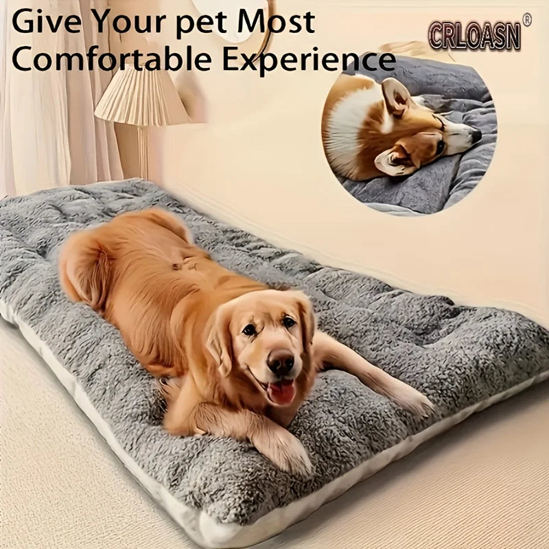 Oversized Plush Dog Cat Bed - Winter Warm Waterproof Washable Pet Mat, Extra Thick Soft Fleece Sofa Crate Pad for All Sizes Dogs