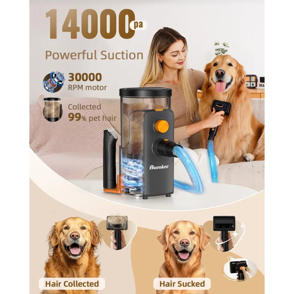 Dog Grooming Vacuum, 4.5L Extra-Large Dust Cup Dog Grooming Kit, 14000Pa High-Suction Pet Groomer